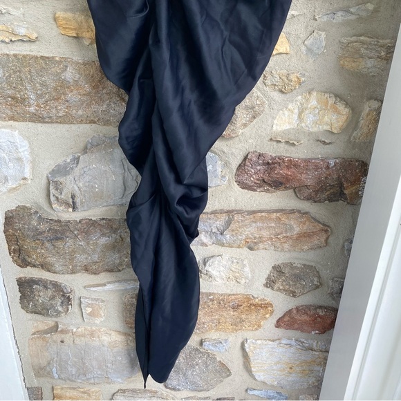 KHAITE Louie Gathered Satin Sarong Midi Skirt Black MSRP $820 Womens 4 - Picture 11 of 16